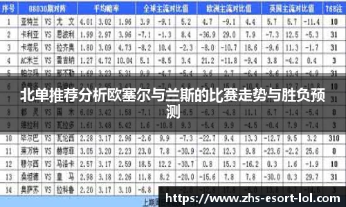 北单推荐分析欧塞尔与兰斯的比赛走势与胜负预测